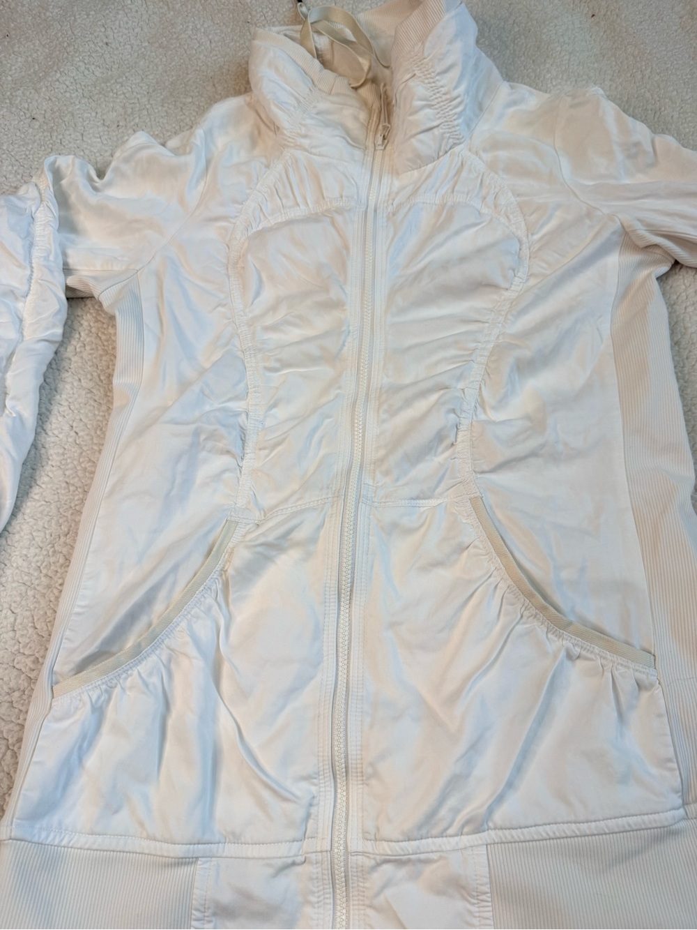 Lululemon Raja Jacket White Size 4 Reversible Ruched Full Zip - Picture 2 of 12